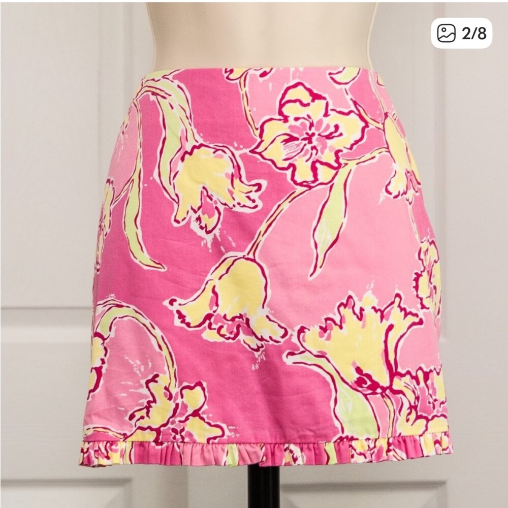 NWOT Lilly Pulitzer Callie Hotty Pink Day Cotton Ruffle Skirt